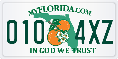 FL license plate 0104XZ