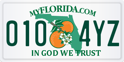 FL license plate 0104YZ
