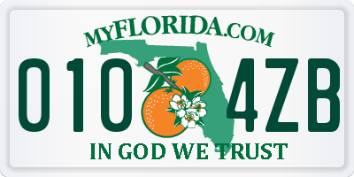 FL license plate 0104ZB