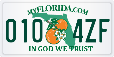 FL license plate 0104ZF