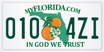 FL license plate 0104ZI