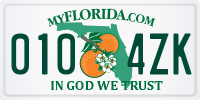 FL license plate 0104ZK