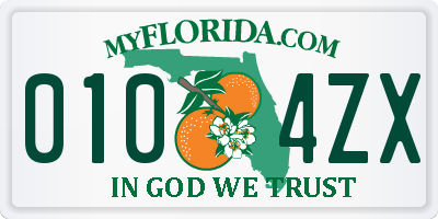 FL license plate 0104ZX