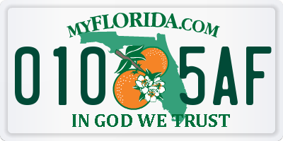 FL license plate 0105AF