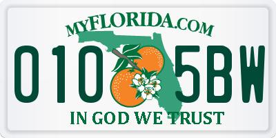 FL license plate 0105BW