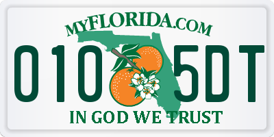 FL license plate 0105DT
