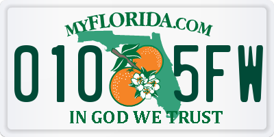 FL license plate 0105FW