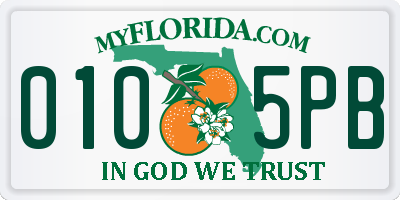 FL license plate 0105PB