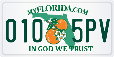 FL license plate 0105PV