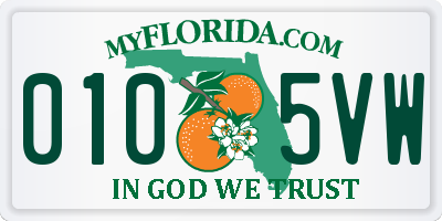 FL license plate 0105VW