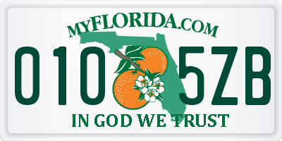 FL license plate 0105ZB