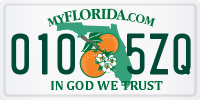 FL license plate 0105ZQ