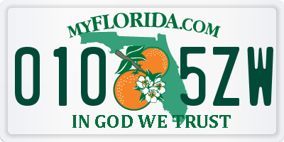 FL license plate 0105ZW