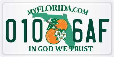 FL license plate 0106AF
