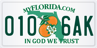 FL license plate 0106AK