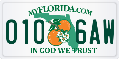 FL license plate 0106AW