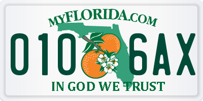 FL license plate 0106AX