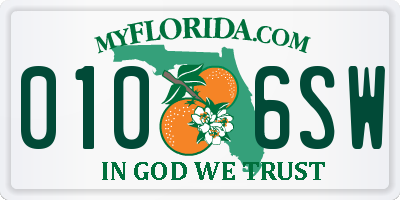 FL license plate 0106SW