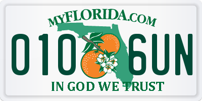 FL license plate 0106UN