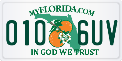 FL license plate 0106UV