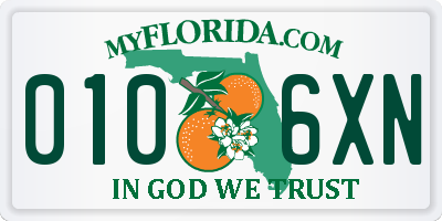 FL license plate 0106XN