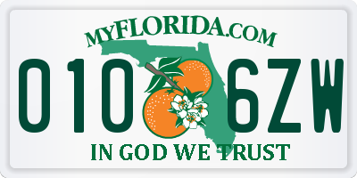 FL license plate 0106ZW