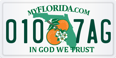 FL license plate 0107AG