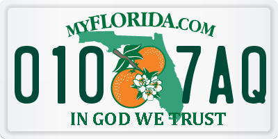 FL license plate 0107AQ