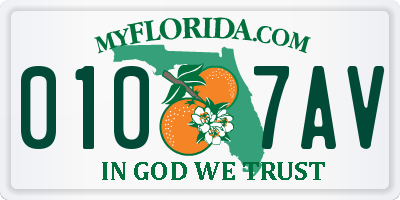 FL license plate 0107AV