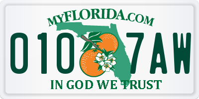 FL license plate 0107AW
