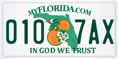 FL license plate 0107AX