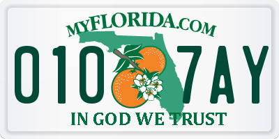 FL license plate 0107AY