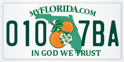 FL license plate 0107BA