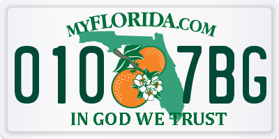 FL license plate 0107BG