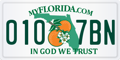 FL license plate 0107BN
