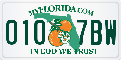 FL license plate 0107BW