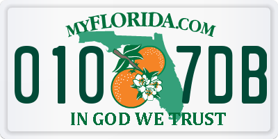 FL license plate 0107DB