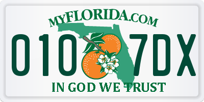 FL license plate 0107DX