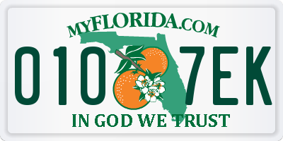 FL license plate 0107EK