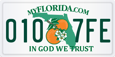 FL license plate 0107FE