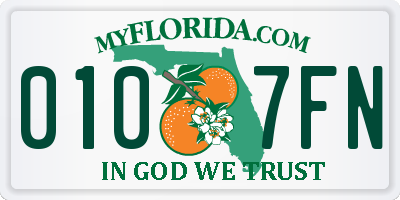 FL license plate 0107FN