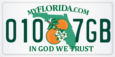 FL license plate 0107GB
