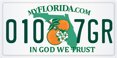 FL license plate 0107GR