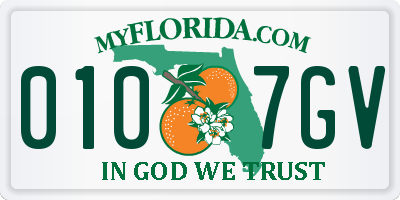 FL license plate 0107GV