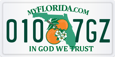 FL license plate 0107GZ