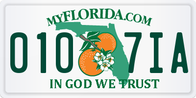FL license plate 0107IA
