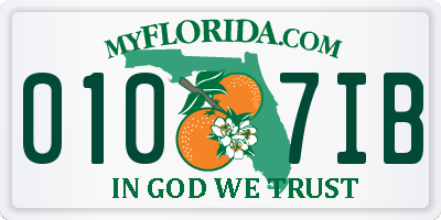 FL license plate 0107IB