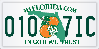 FL license plate 0107IC