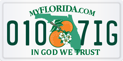 FL license plate 0107IG