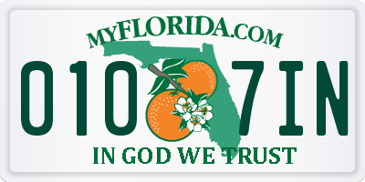 FL license plate 0107IN